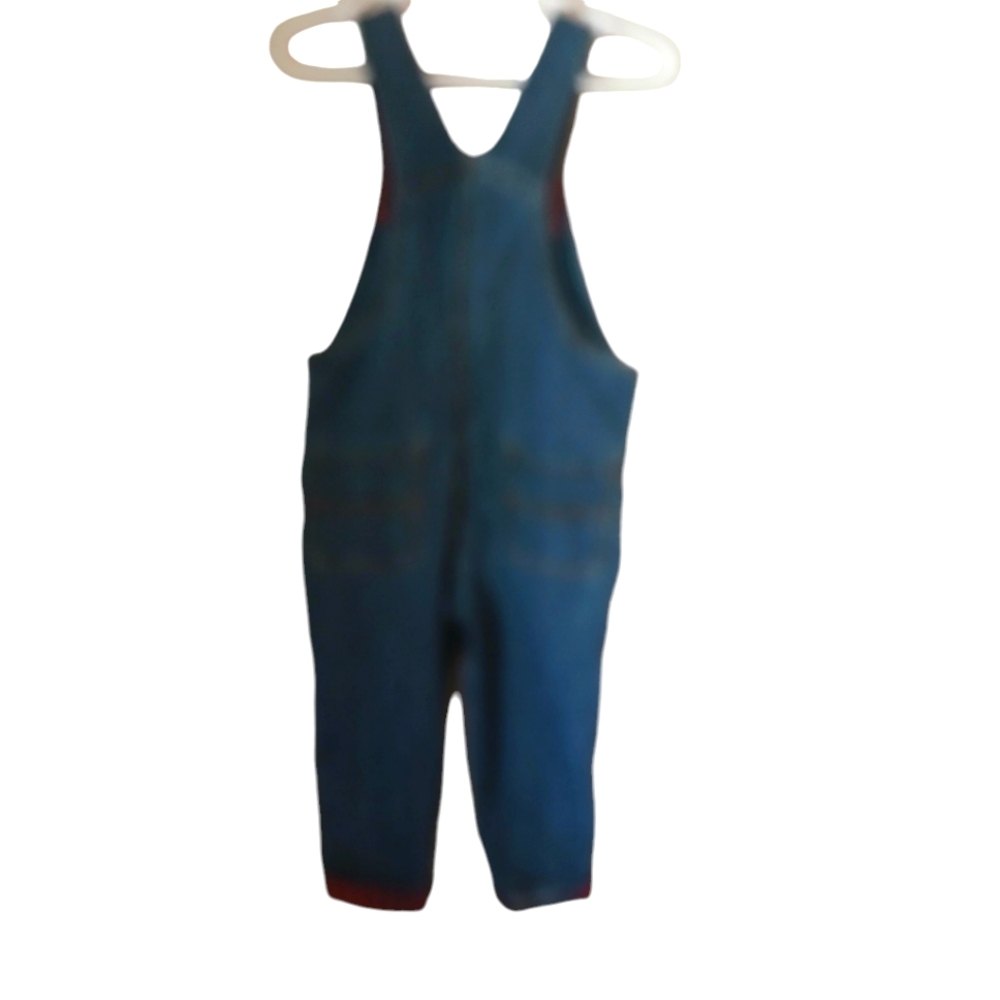 Carter's Toddler Boys Blue Denim Overalls With Red Check Trim Size 24 Months